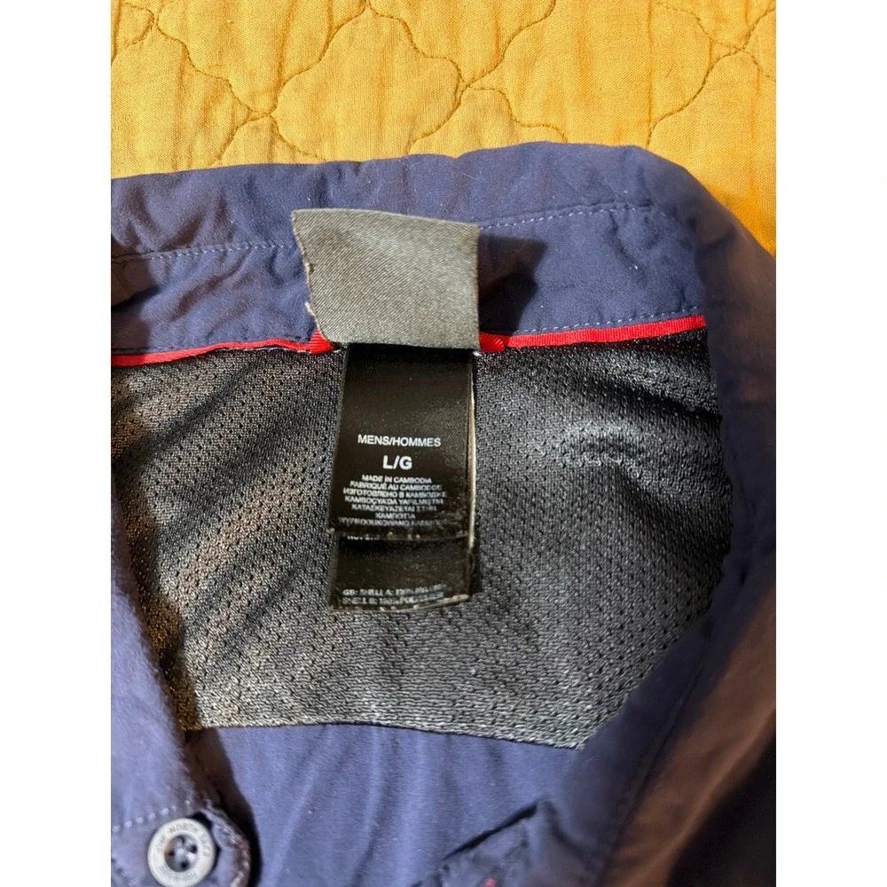 The North Face Mens Navy Blue Nylon Vented Long Sleeve Button Up‎ Shirt Large